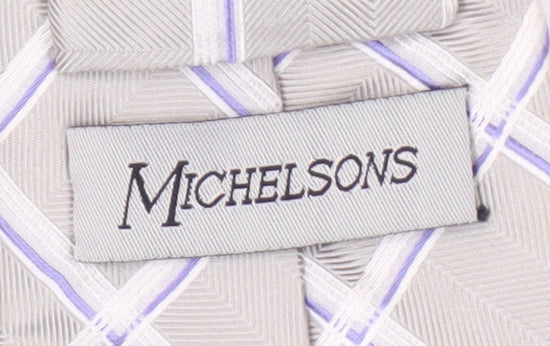Michelsons Beige Plaid Silk Men's Tie