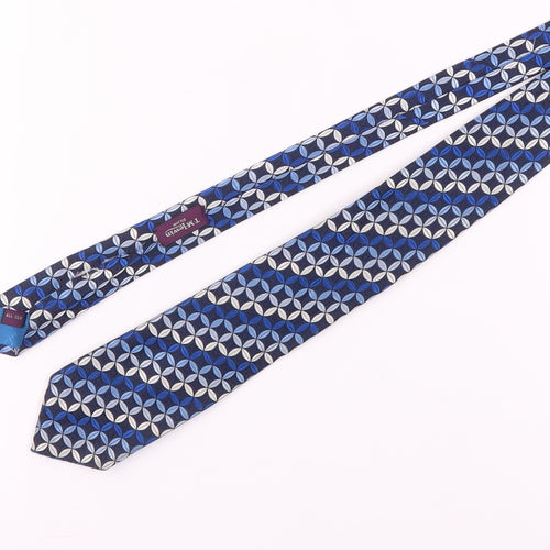 T.M. Lewin Men's Blue Silk Geometric Tie
