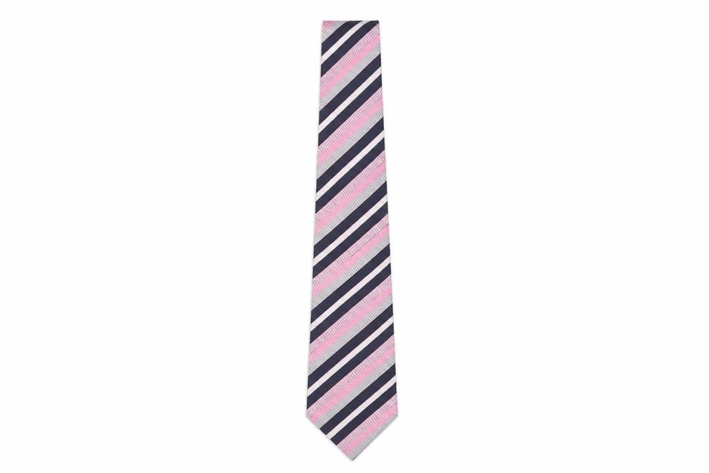 Front view of Daniel Hechter Pink Striped Silk Men's Tie