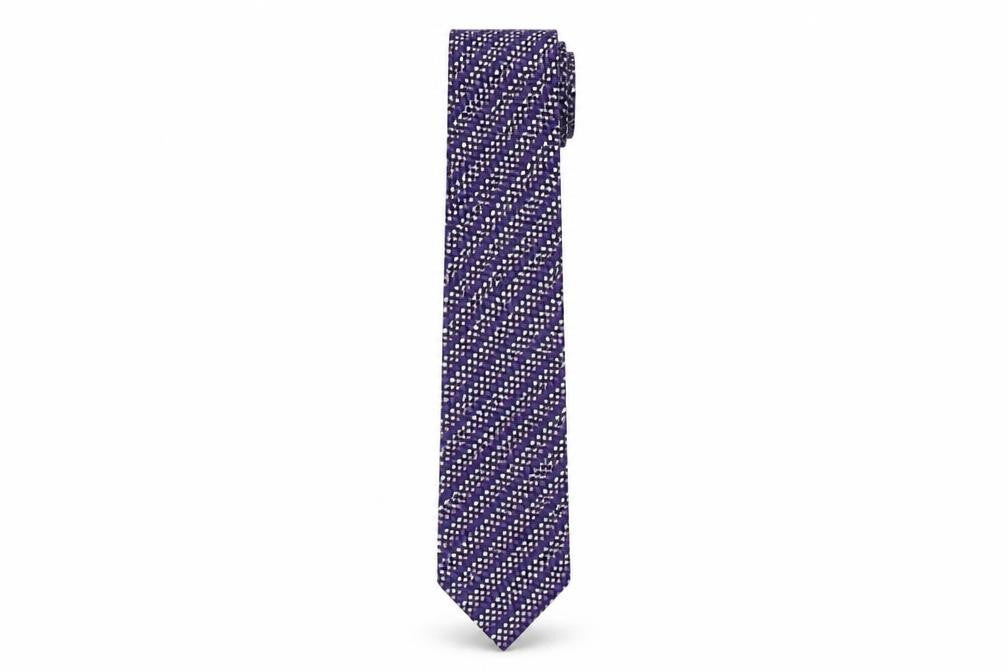 Front view of TM Lewin Men's Purple Silk Polka Dot Tie