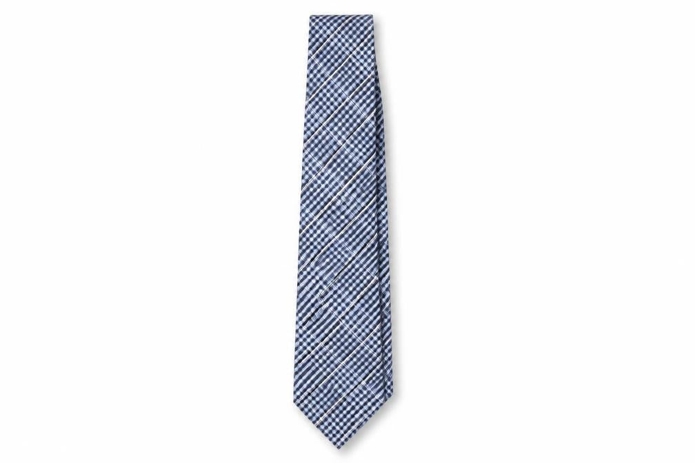 Front view of Jeff Banks Silk Blue Checked Men's Tie