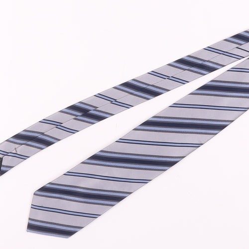 Van Gils Men's Grey Striped Silk Tie