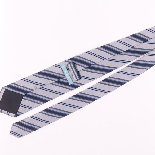 Van Gils Men's Grey Striped Silk Tie