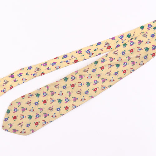 Alynn Men's Beige Racing Silk Tie, One Size, Geometric
