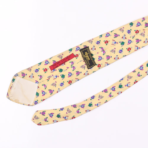 Alynn Men's Beige Racing Silk Tie, One Size, Geometric