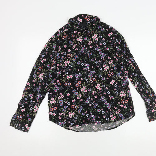 Topshop Women's Black Floral Blouse Size 6