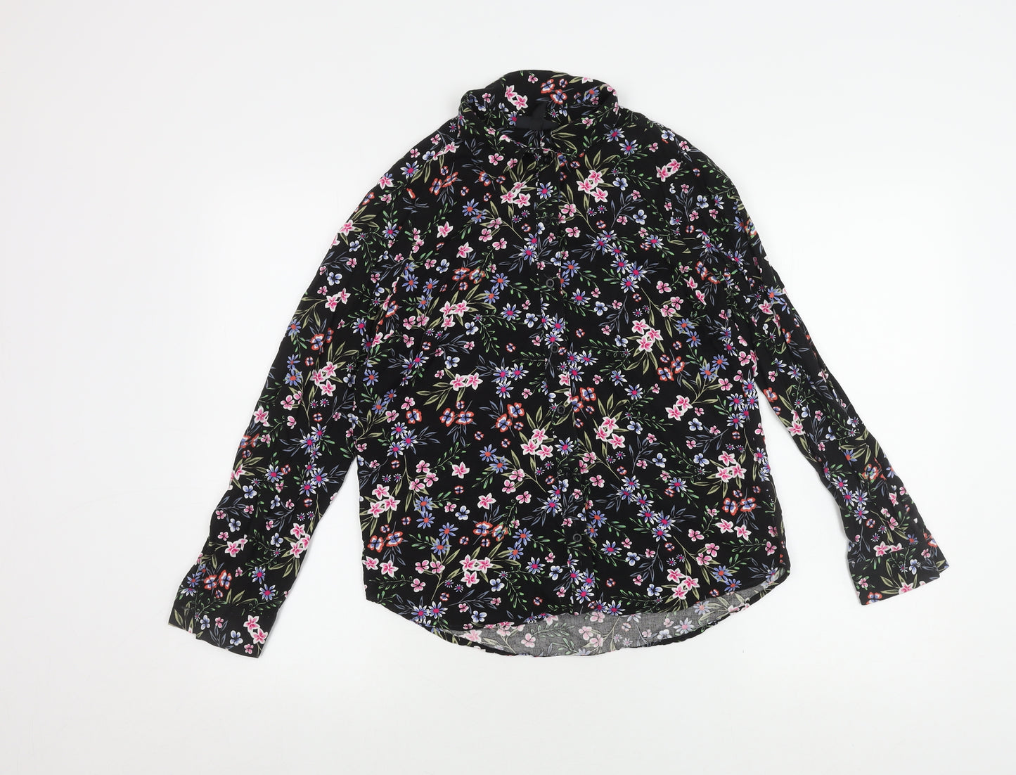 Topshop Women's Black Floral Blouse Size 6