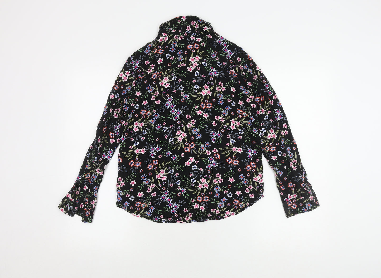 Topshop Women's Black Floral Blouse Size 6