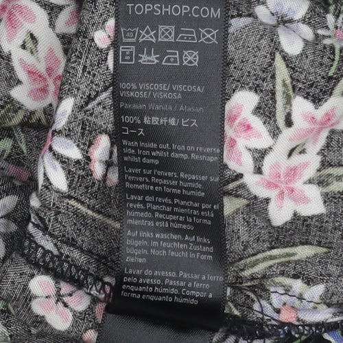 Topshop Women's Black Floral Blouse Size 6
