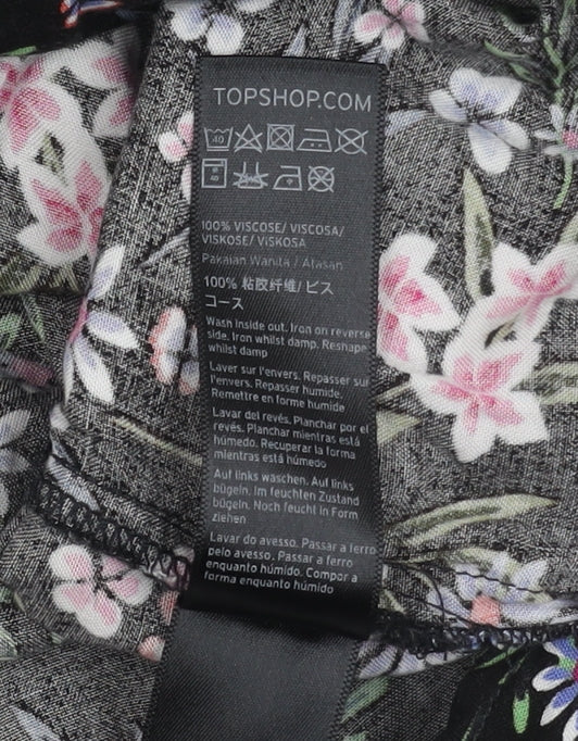 Topshop Women's Black Floral Blouse Size 6