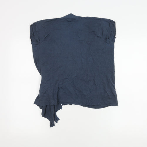 GAP Women's Blue Linen Wrap Top Size M