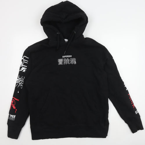 Superdry Men's Black Graphic Print Pullover Hoodie M/L