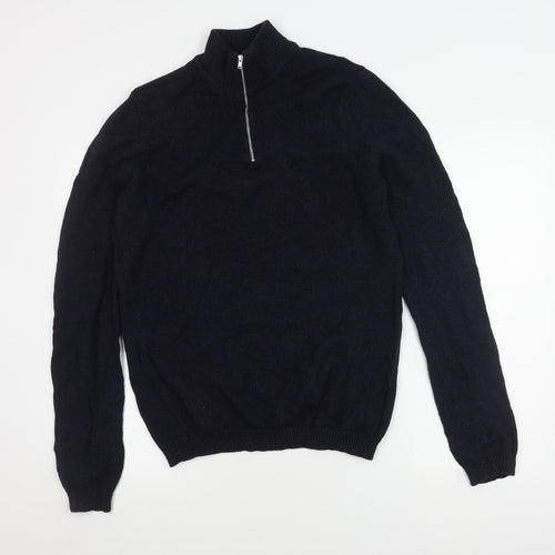 ASOS DESIGN Men's Black M Full Zip Cotton Jumper