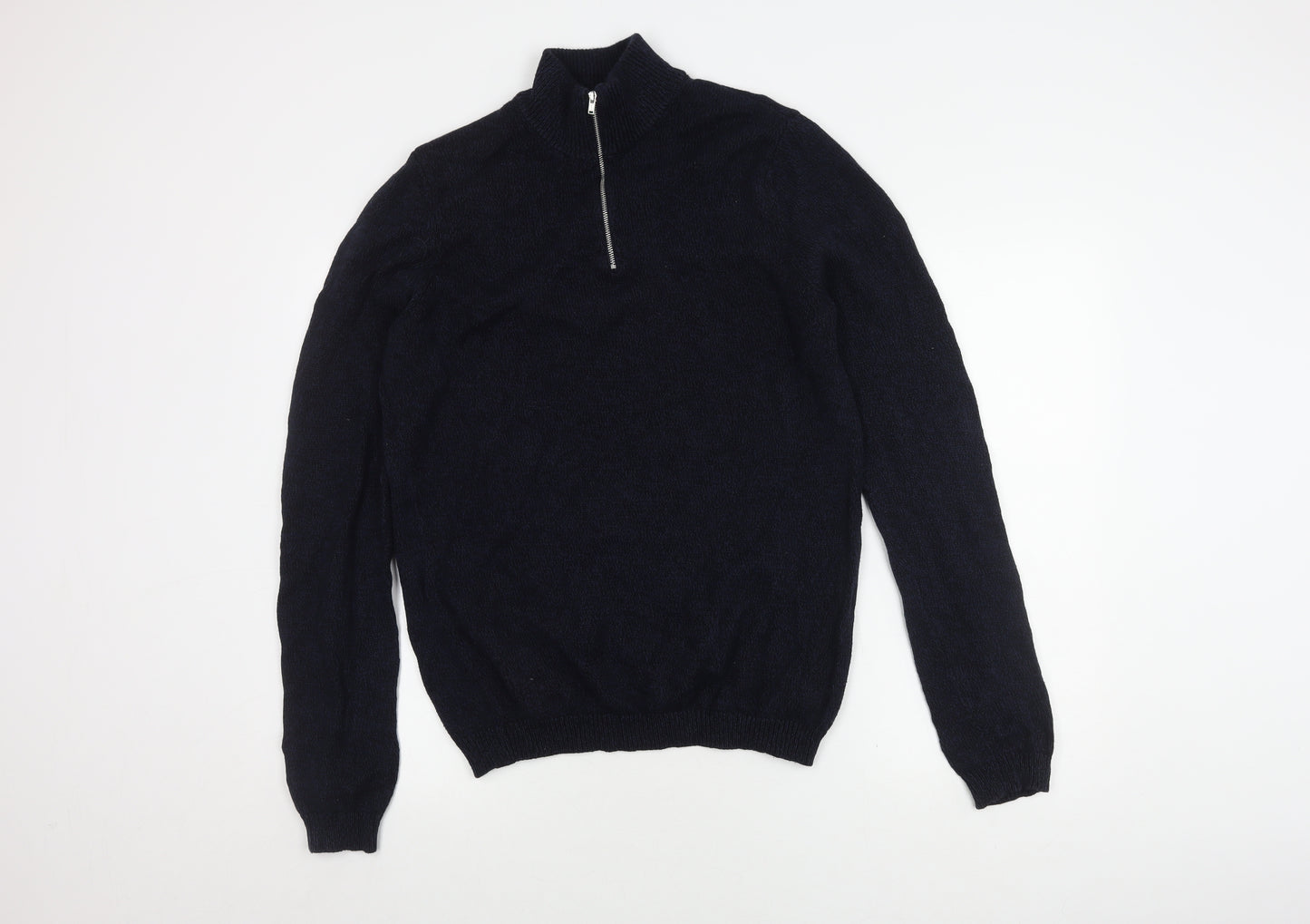 ASOS DESIGN Men's Black M Full Zip Cotton Jumper