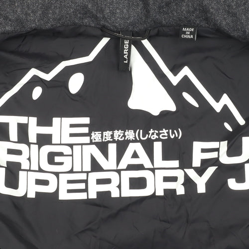 Superdry Men's Black Puffer Jacket L with Logo