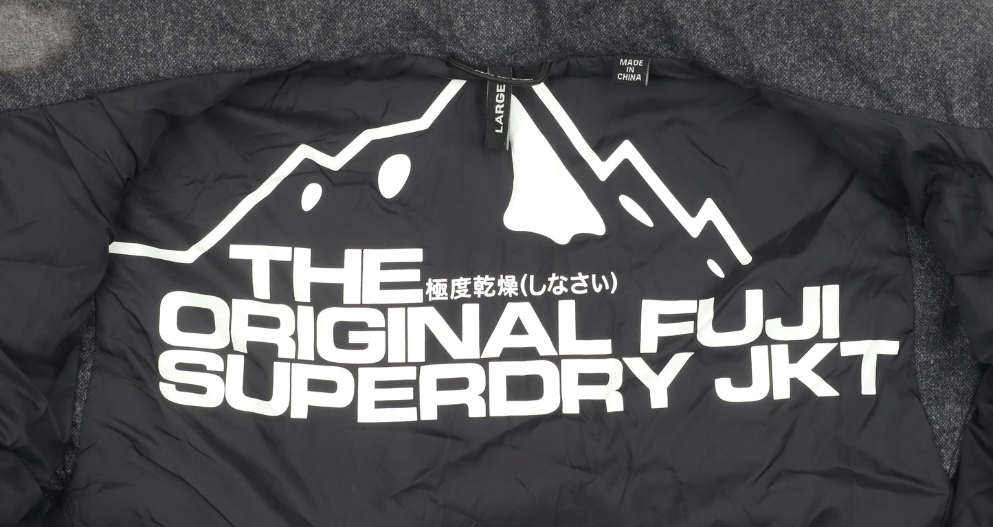 Superdry Men's Black Puffer Jacket L with Logo