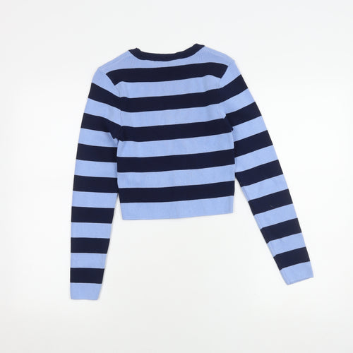 Zara Women's Blue Striped Pullover Jumper - M