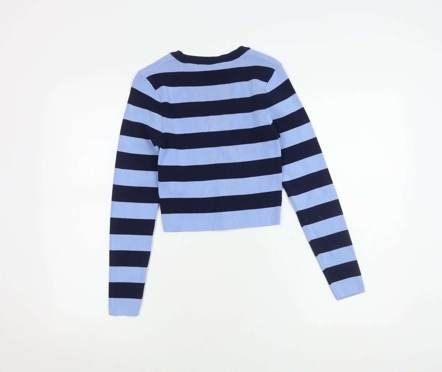 Zara Women's Blue Striped Pullover Jumper - M