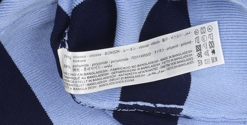 Zara Women's Blue Striped Pullover Jumper - M