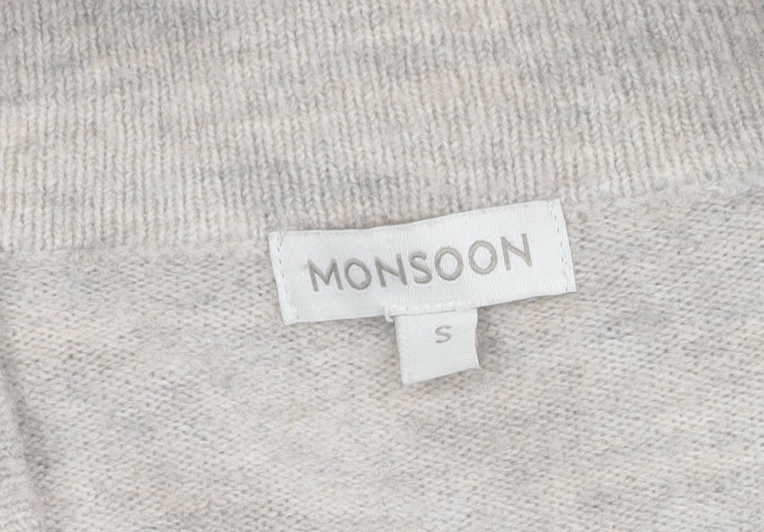 Monsoon Women's Grey Cardigan, Size S, V-Neck