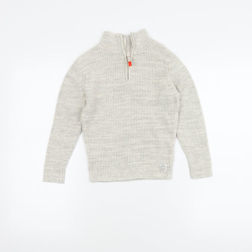 H&M Boys Beige Cotton High Neck Pullover Jumper 4-6 Years