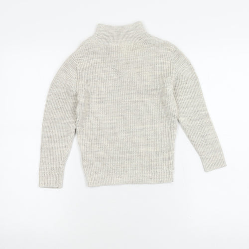 H&M Boys Beige Cotton High Neck Pullover Jumper 4-6 Years