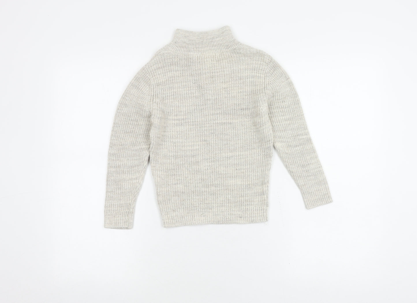 H&M Boys Beige Cotton High Neck Pullover Jumper 4-6 Years