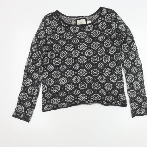 H&M Women's L Black Geometric Knit Jumper