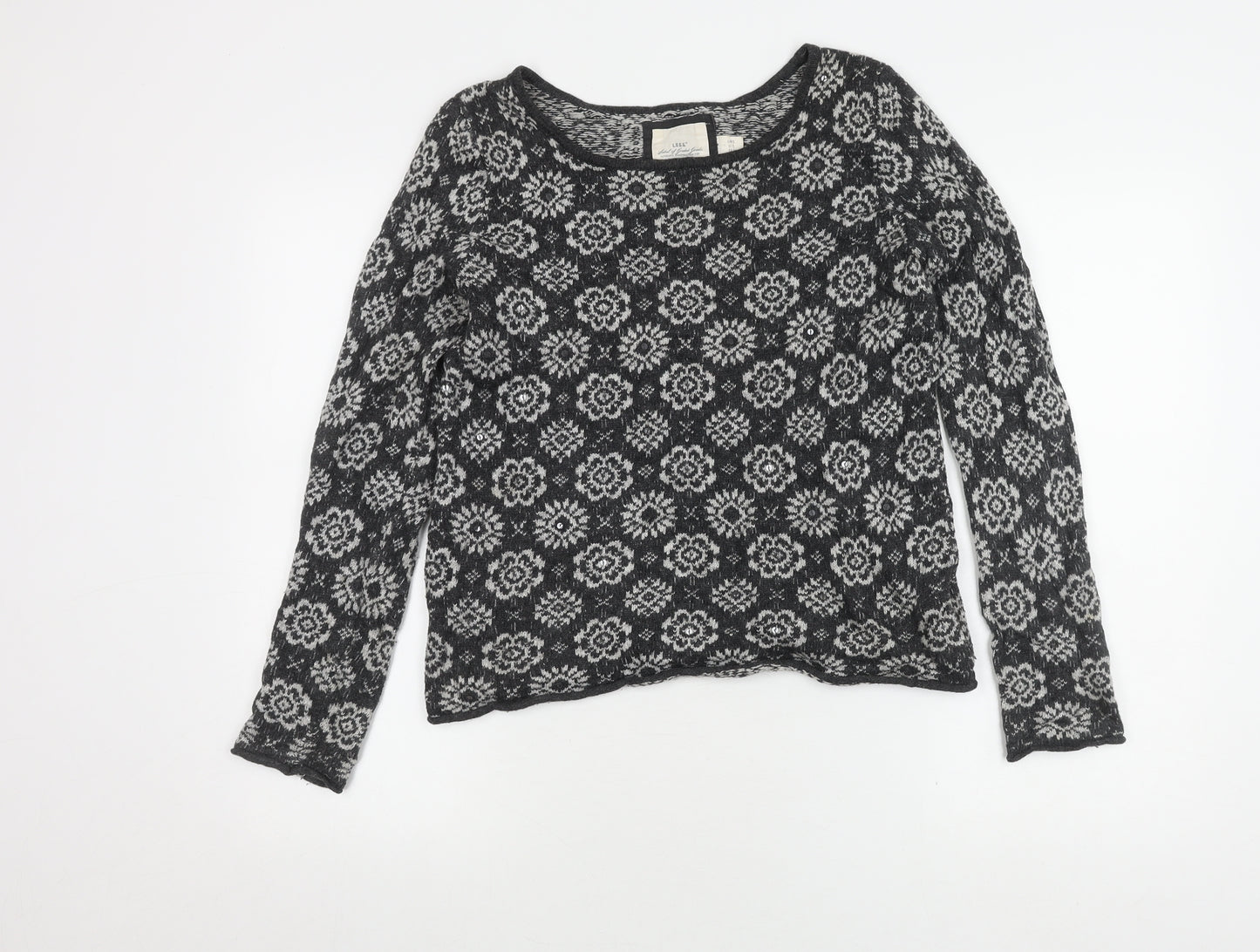 H&M Women's L Black Geometric Knit Jumper