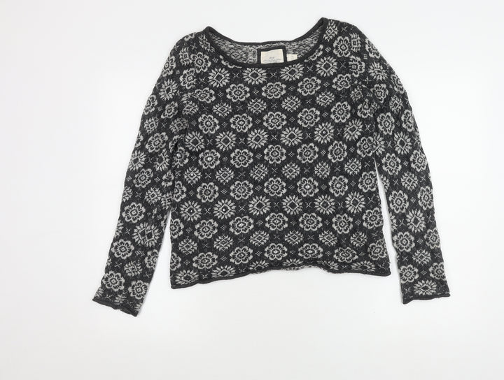 H&M Women's L Black Geometric Knit Jumper