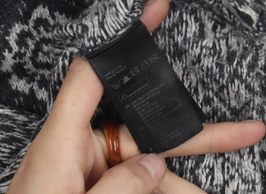H&M Women's L Black Geometric Knit Jumper