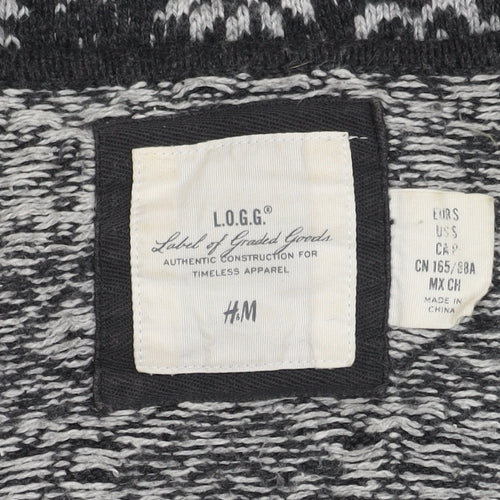 H&M Women's L Black Geometric Knit Jumper