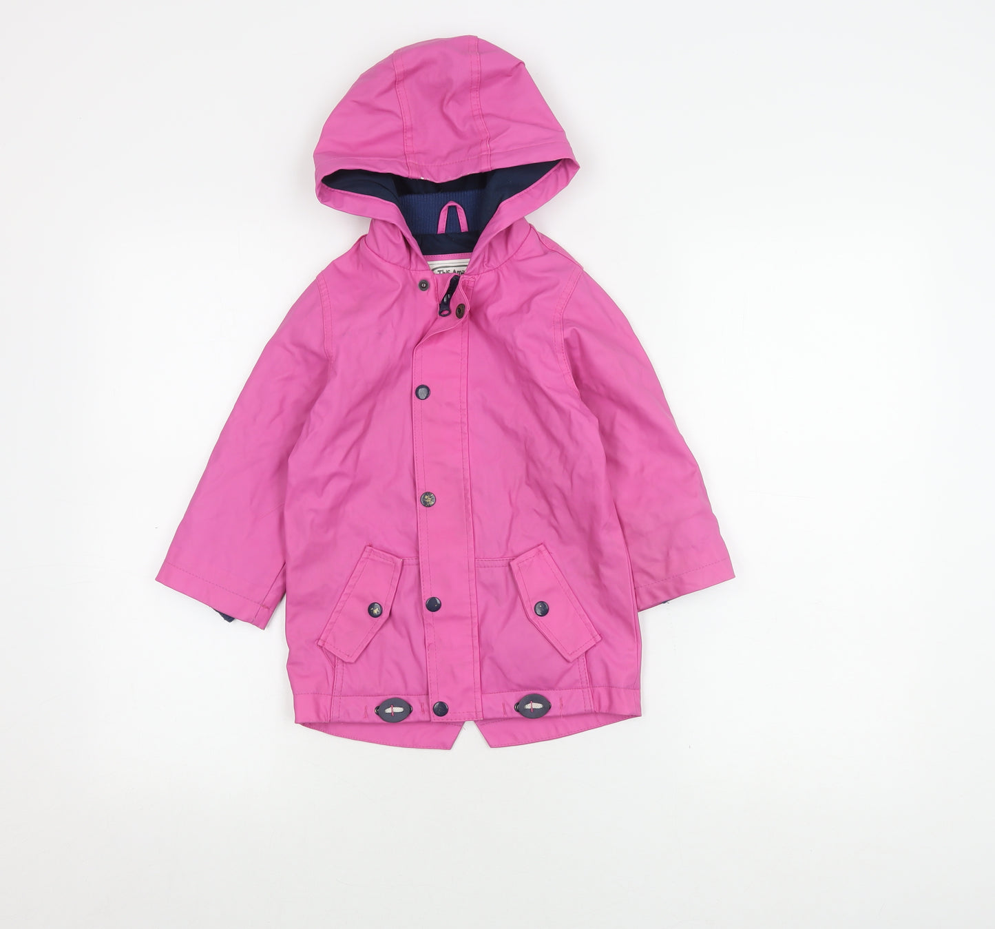 Lily & Dan Pink Girls Rain Coat 3-4 Years Hooded Mid-Length