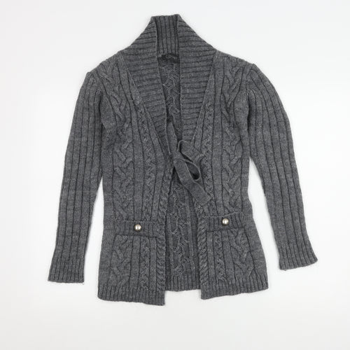 Ek-Kip Women's Grey Cable-Knit Cardigan M