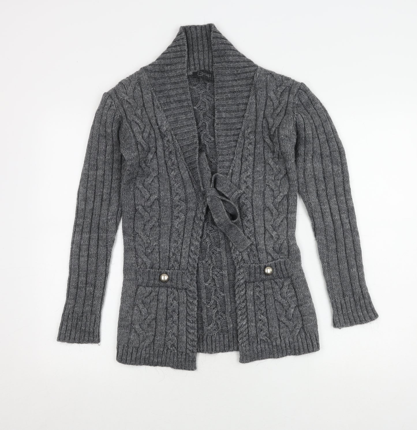 Ek-Kip Women's Grey Cable-Knit Cardigan M