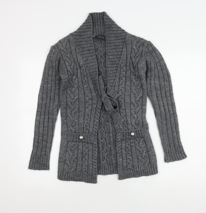 Ek-Kip Women's Grey Cable-Knit Cardigan M