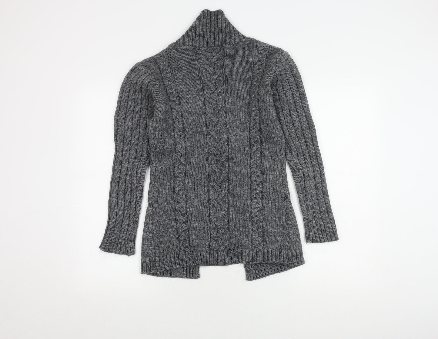 Ek-Kip Women's Grey Cable-Knit Cardigan M