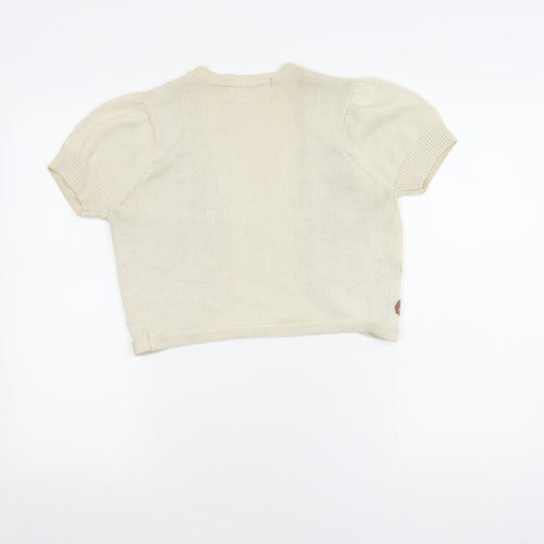 Zara Women's Ivory Floral Embroidered Shrug, Size M