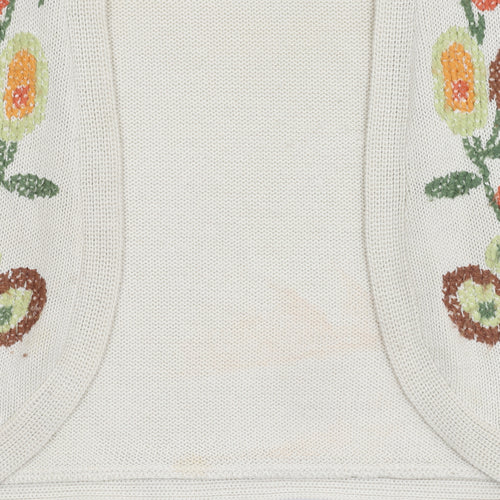 Zara Women's Ivory Floral Embroidered Shrug, Size M