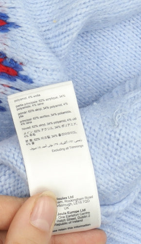 Joules Women's Blue Fair Isle Pullover Jumper, Size 12