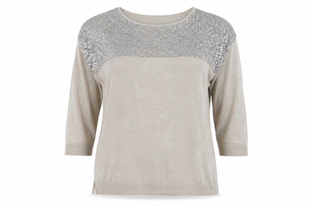 Front view of Marks & Spencer Women's Gold Sequin Pullover, size 14