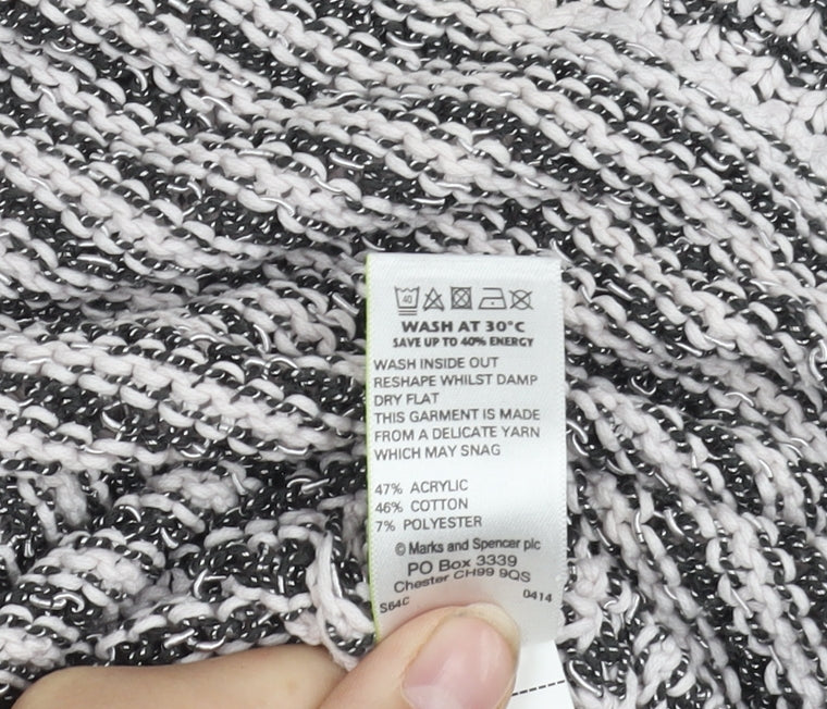 Marks and Spencer Women's Pink Striped Jumper, Size 14