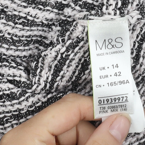 Marks and Spencer Women's Pink Striped Jumper, Size 14