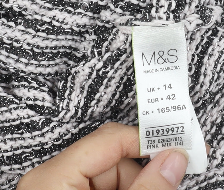 Marks and Spencer Women's Pink Striped Jumper, Size 14