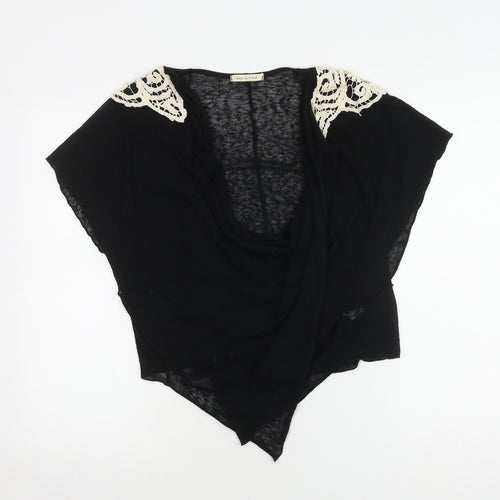 Tea n Rose Women's Black Cowl Neck Top with Crochet
