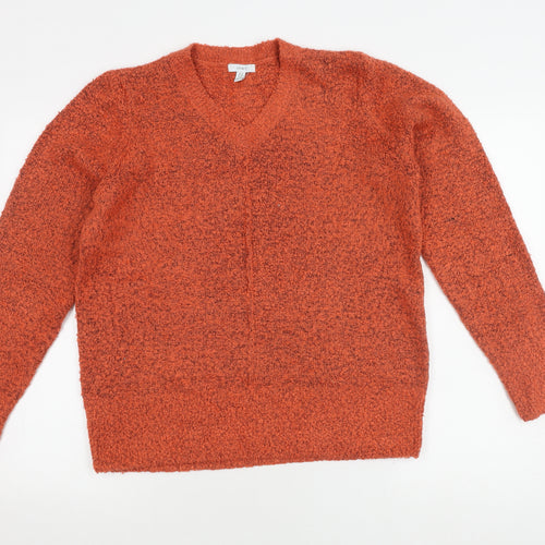 Spirit Women's Orange V-Neck Pullover Jumper Size 12