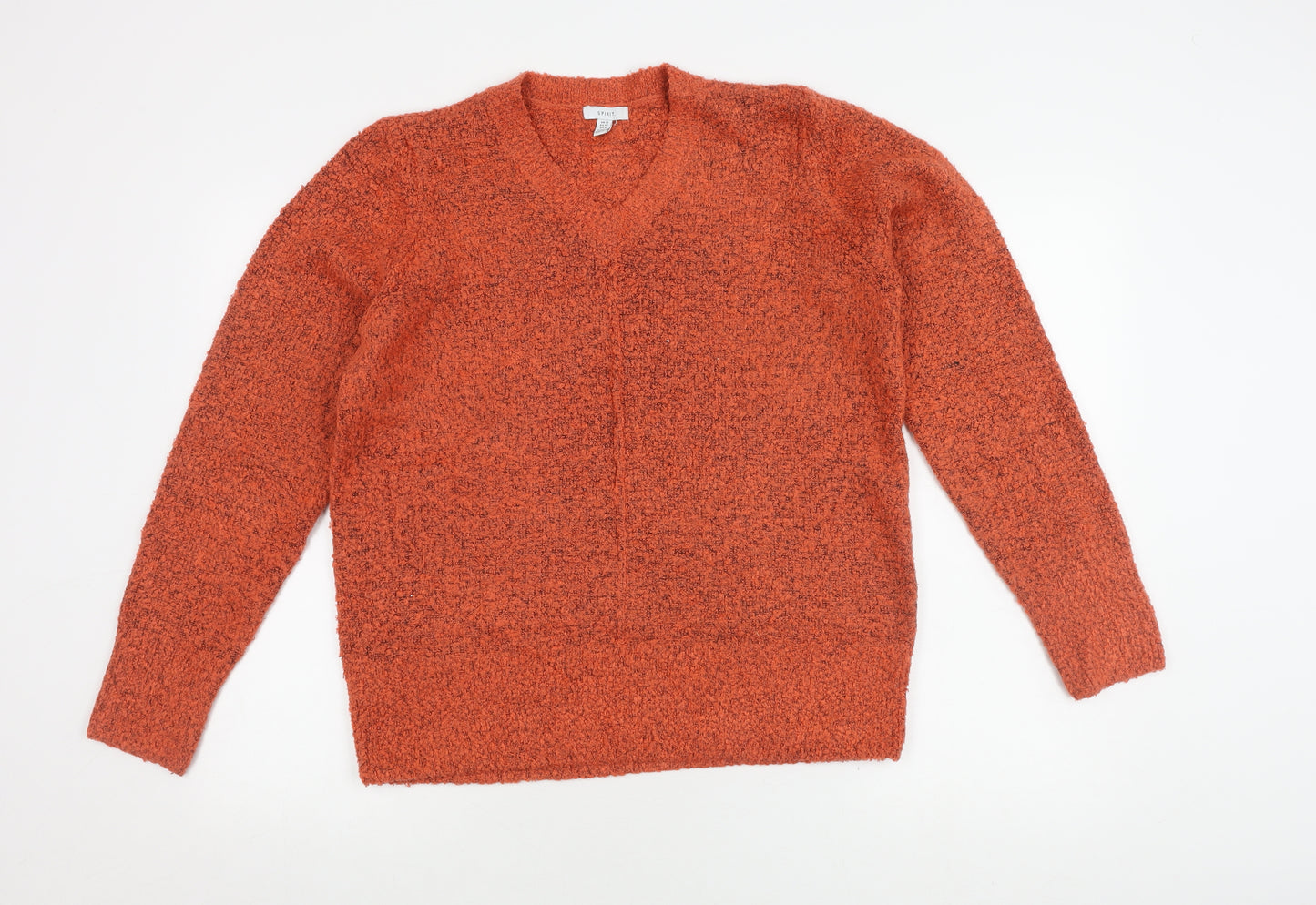 Spirit Women's Orange V-Neck Pullover Jumper Size 12