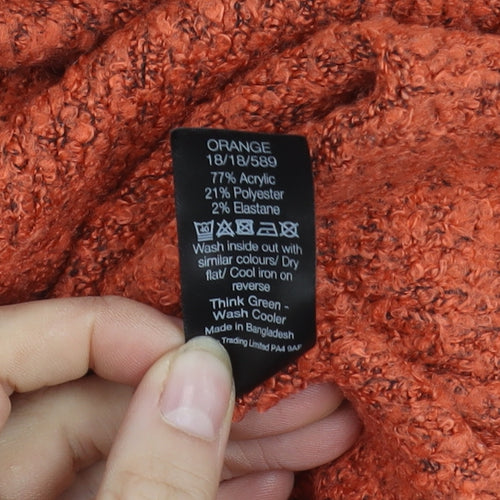 Spirit Women's Orange V-Neck Pullover Jumper Size 12