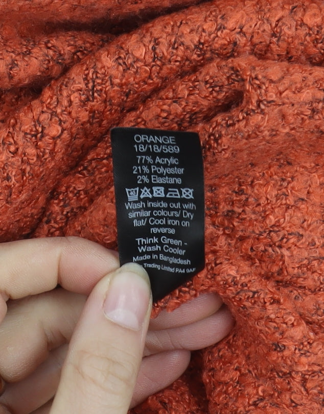 Spirit Women's Orange V-Neck Pullover Jumper Size 12