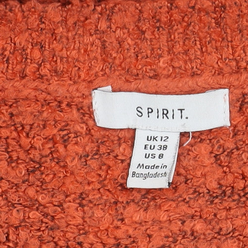 Spirit Women's Orange V-Neck Pullover Jumper Size 12